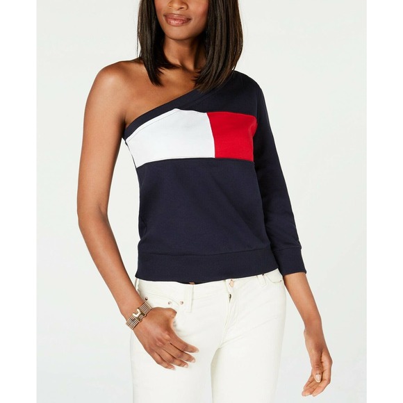 Tommy Hilfiger One-Shoulder Sweatshirt Size XL - Picture 1 of 8